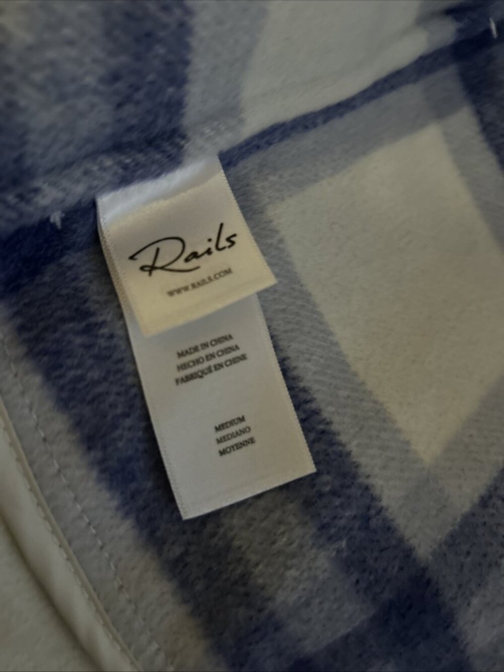 Rails Steffi Jacket Ivory Bay medium Wool Blend Plaid Cropped Shacket Boxy - Picture 15 of 16